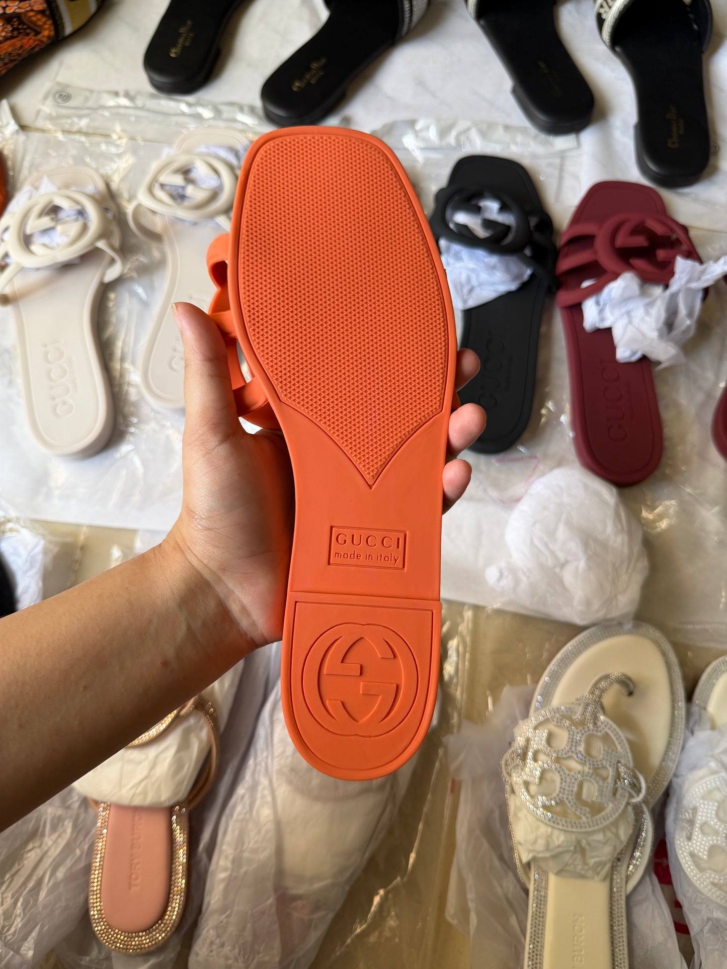 GG slide orange famous brand