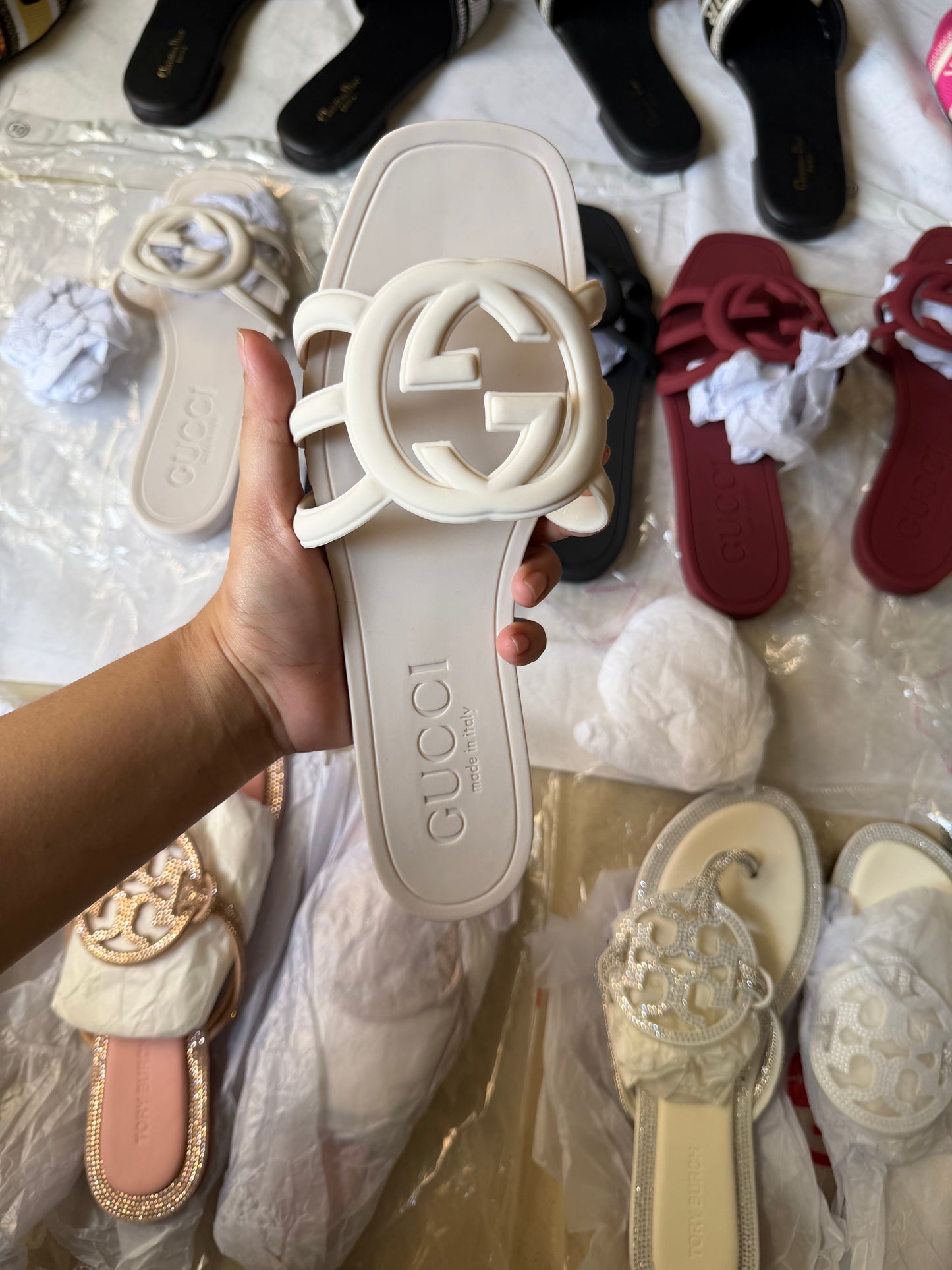 GG slide white/off-white famous brand