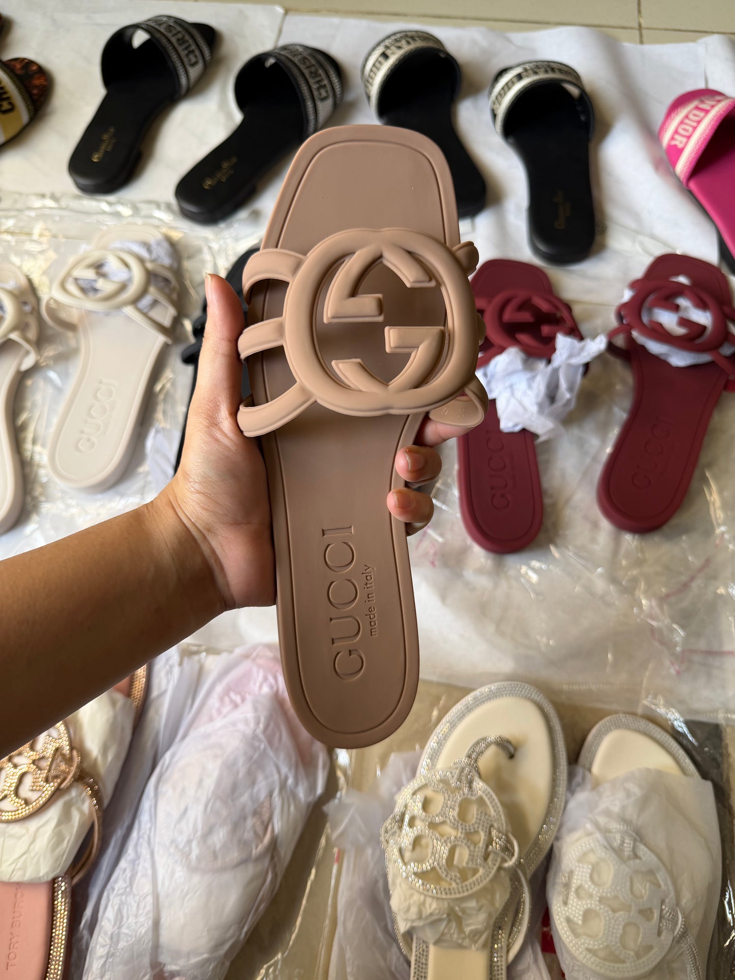 GG slide brown/nude famous brand
