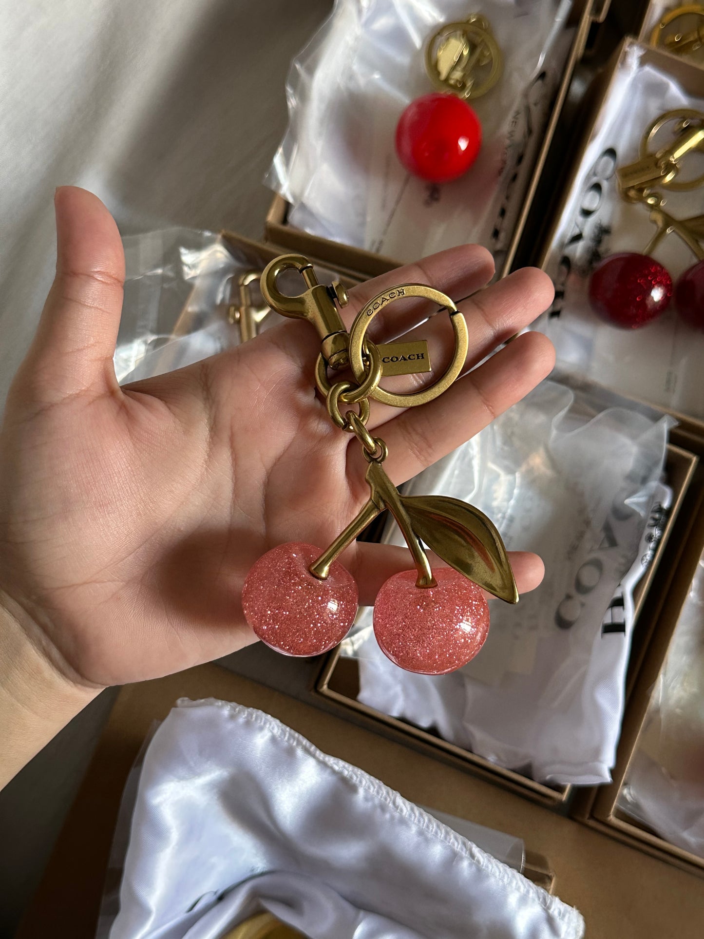 Coach charm pink keychain