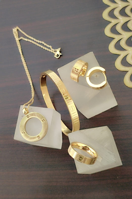 C brand necklace studs bangle & ring set