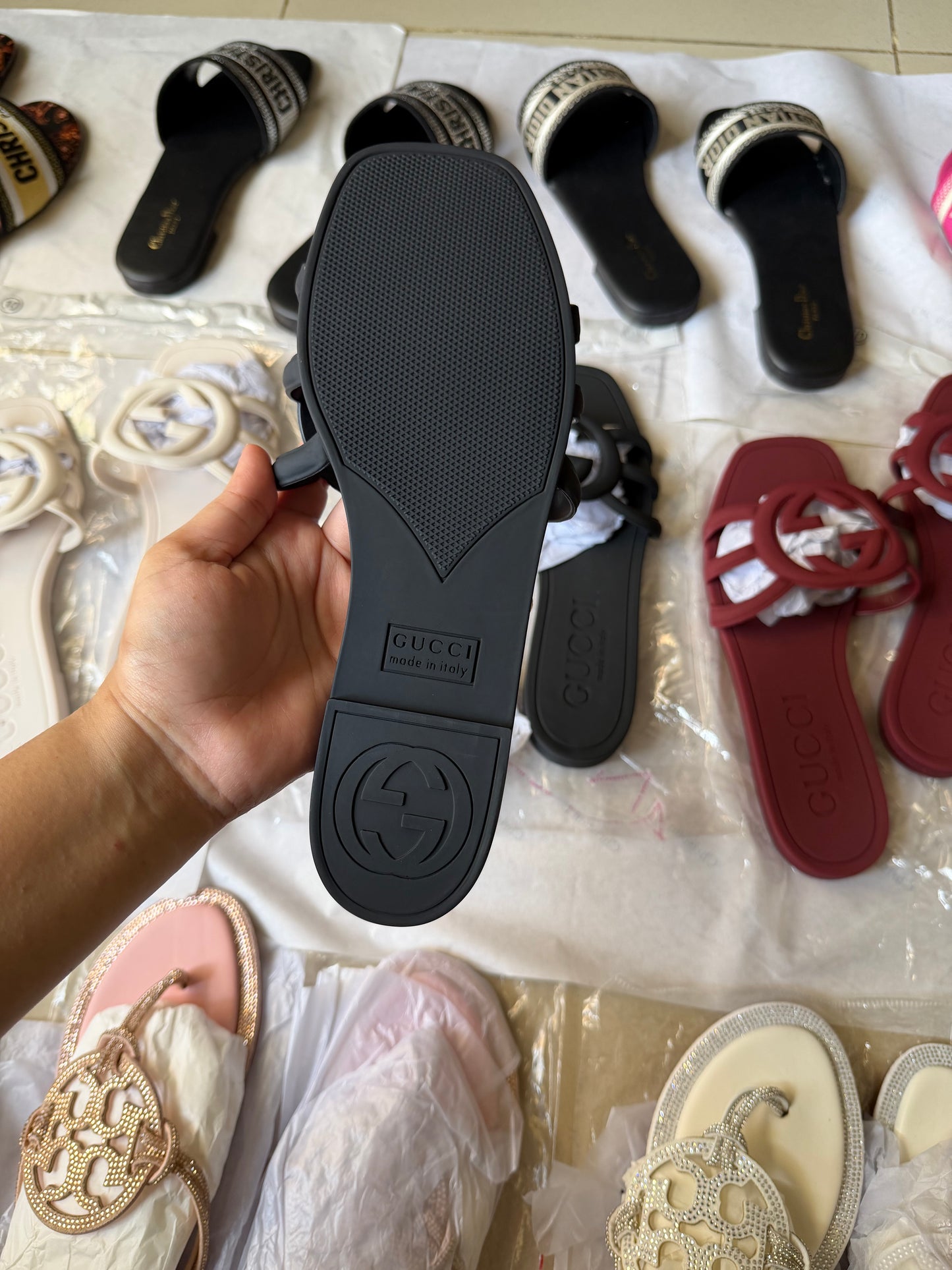 GG slide black famous brand