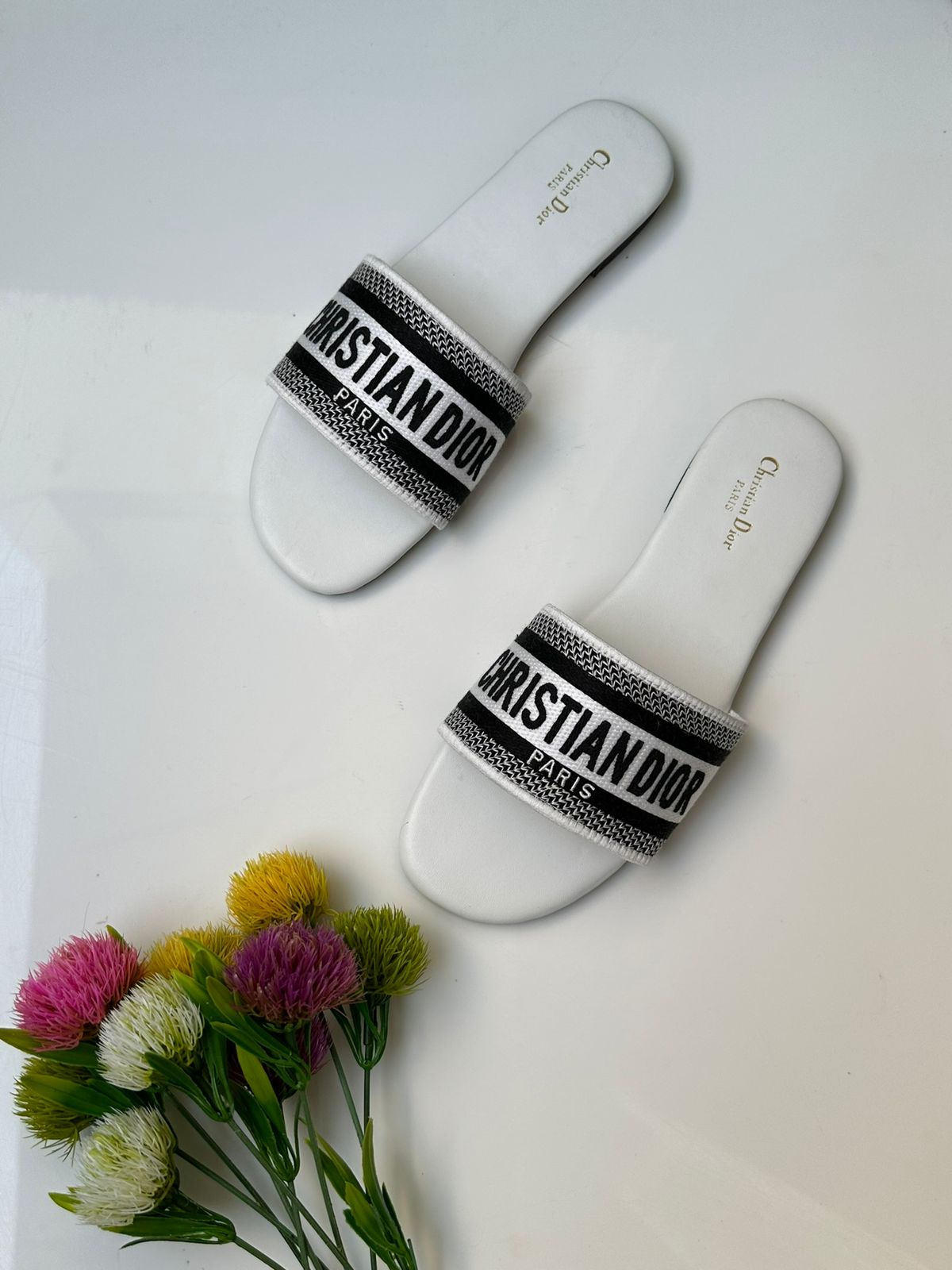 dior embroidery slide