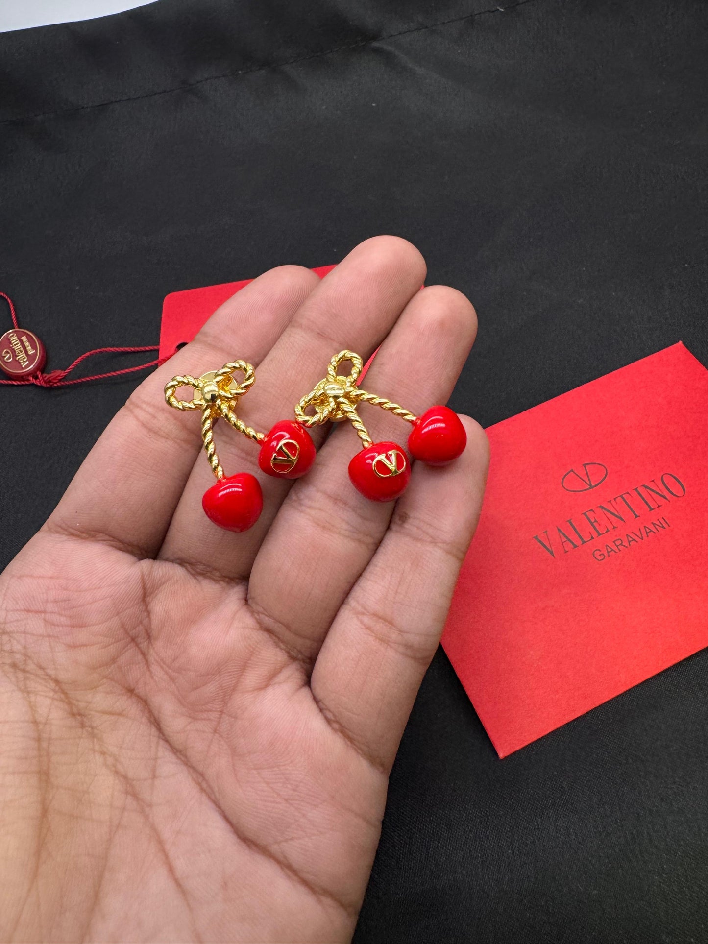 Cherryfic Metal And Enamel Earrings