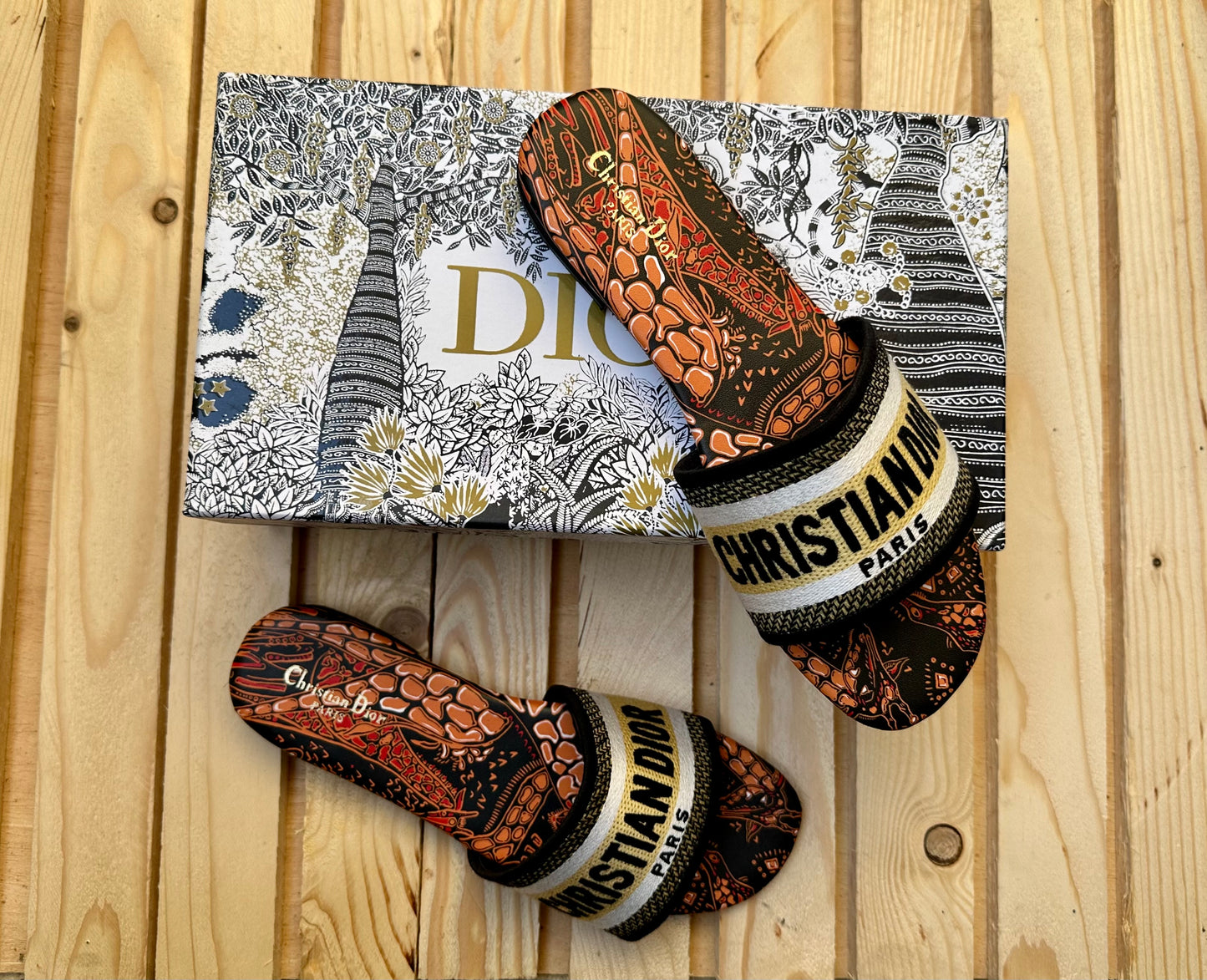 dior embroidery slide