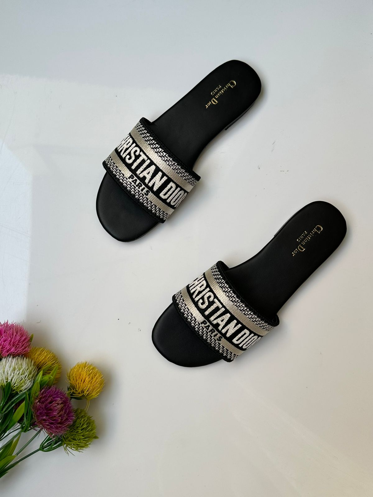 dior embroidery slide